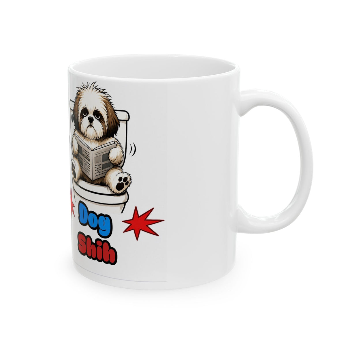 Dog Mom Funny Ceramic Mug - Shih Tzu on Toilet Design (11oz & 15oz)
